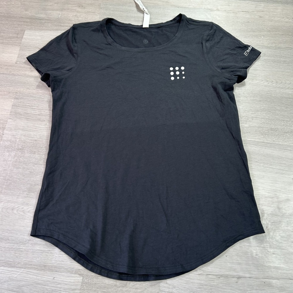 NEW Lululemon Shirt Womens 6 Black Round Neck Stretch Ladies Tee Casual {